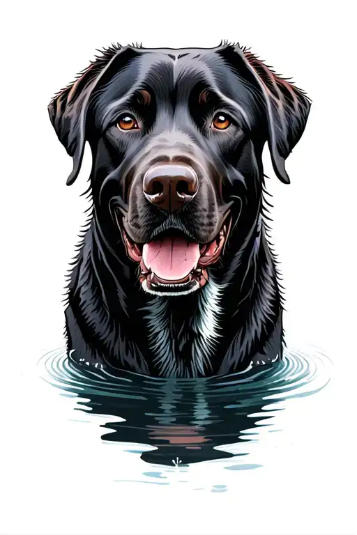 Dog Black English Labrador Retriever Near Water Darken Everything Add More