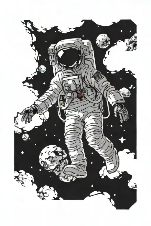 Jumping Astronout Floating In Space