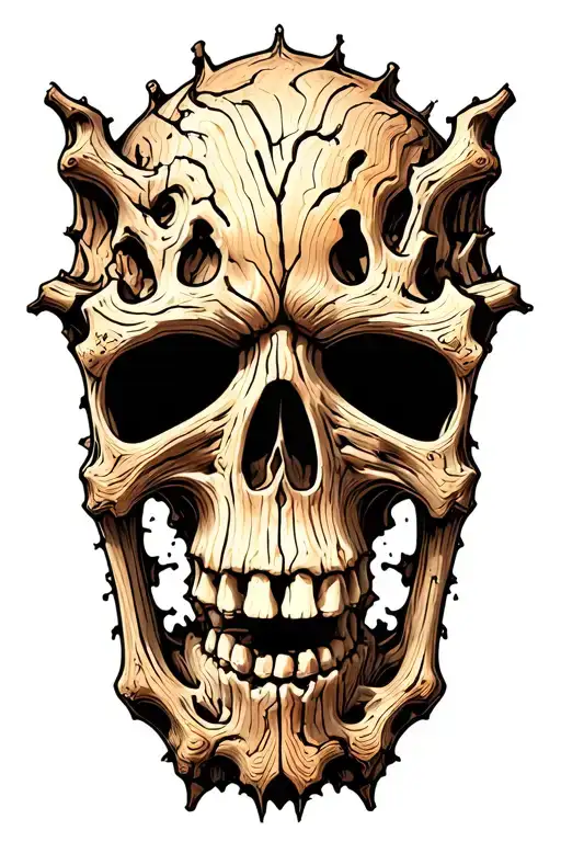 Wooden Bones Protrude Through Eroded Skin