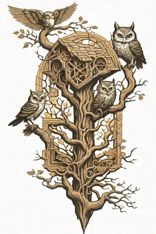 Tree Of Life Thors Hammer Owl Fox