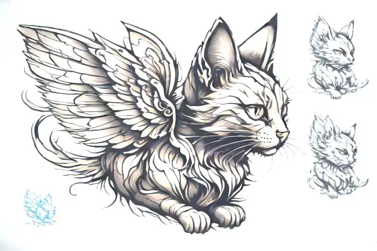 Gloomy Cat With Wings