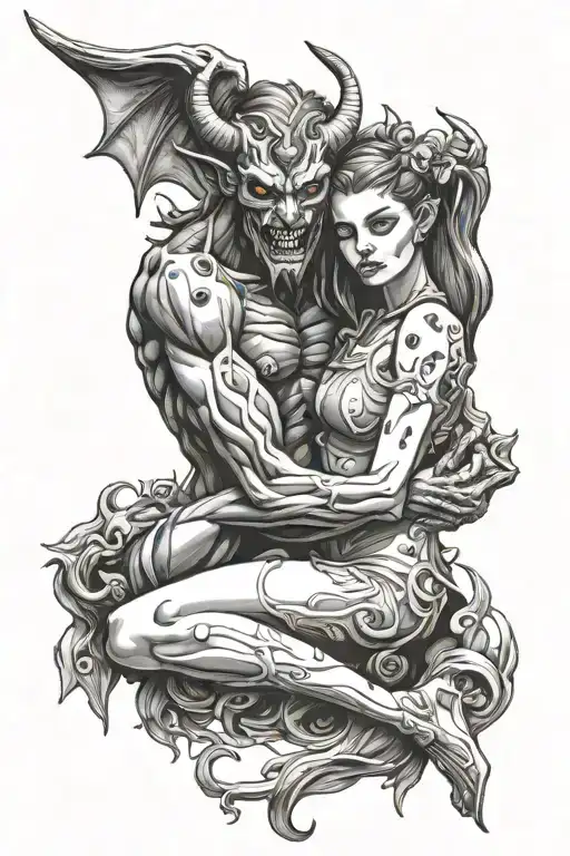 Demon Holding Pretty Girl
