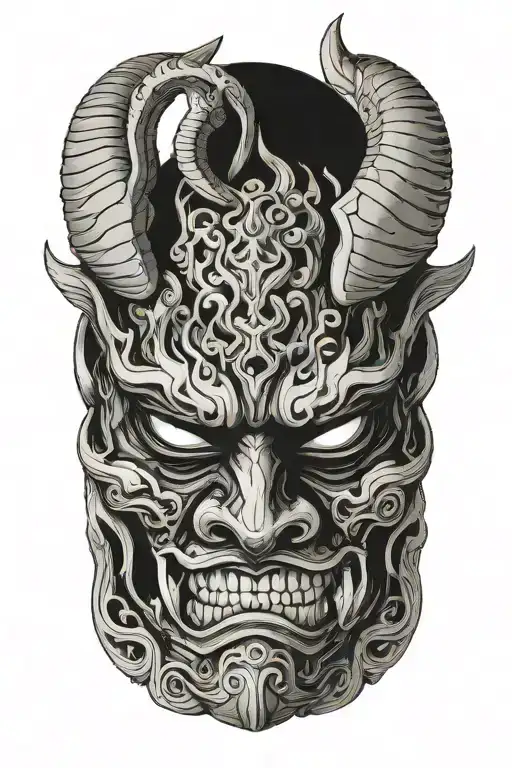 Side Profile View Oni Mask