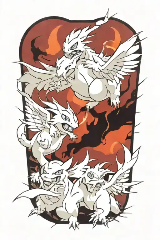 Pokemon Battling In The Form Of Heaven And Hell Horror Style Incude Space In The Background