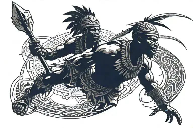 African Warrior Wielding