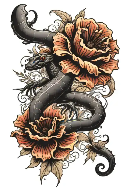 Salamander And Poppy