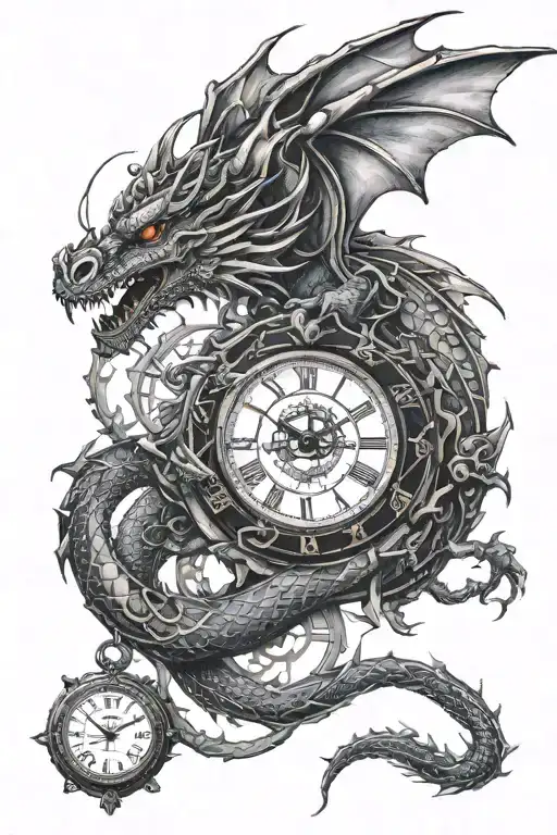 Dragon With Clock Surrounded