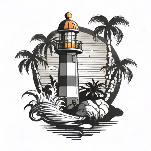 Lighthouse With Palm Tree