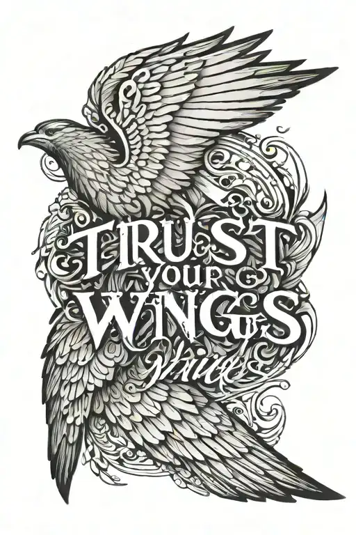 Trust Your Wings Text With A Wing To Each Side Of The Text