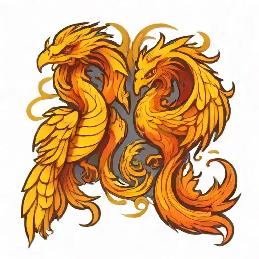 Two Pheonix As Pisces And Scorpio Zodiac Sign Incorporated
