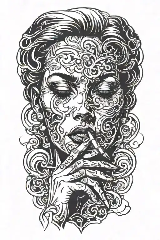 Woman Smoking A Cigarette