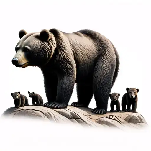 Mama Bear And Her Cubs