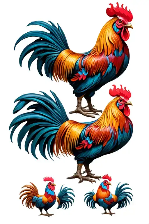 French Rooster And Portuguese Rooster And Love