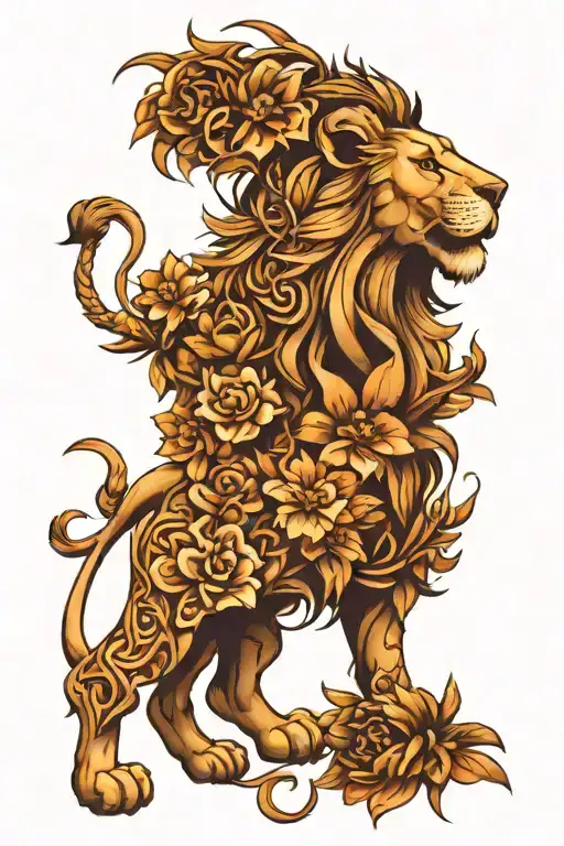 Lion With Flowers