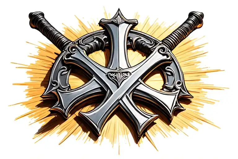 Templar Cross And A Sword