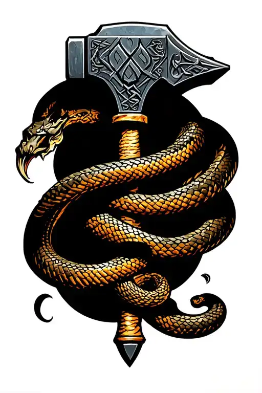 Nordic Hammer With Snake Wrapped