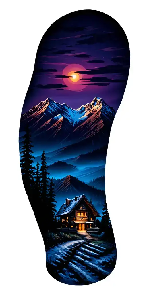 Mountain Cabin And Trail Winding Road Leading Its Pack