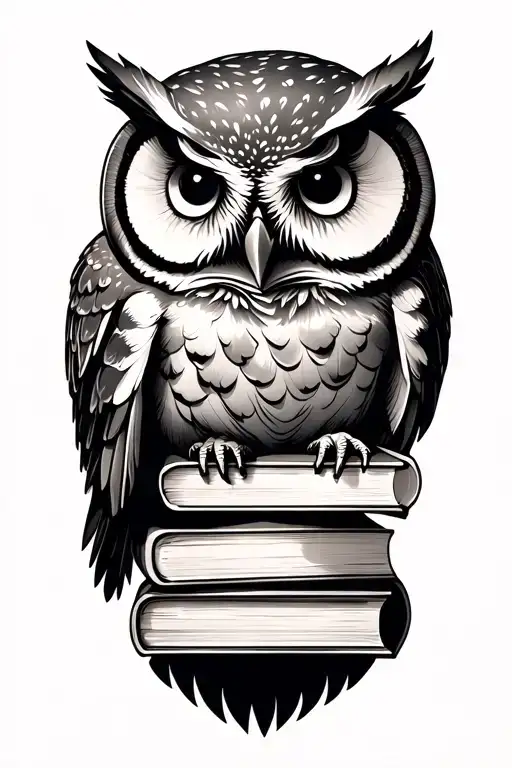 Owl Sitting On Stack Of Books
