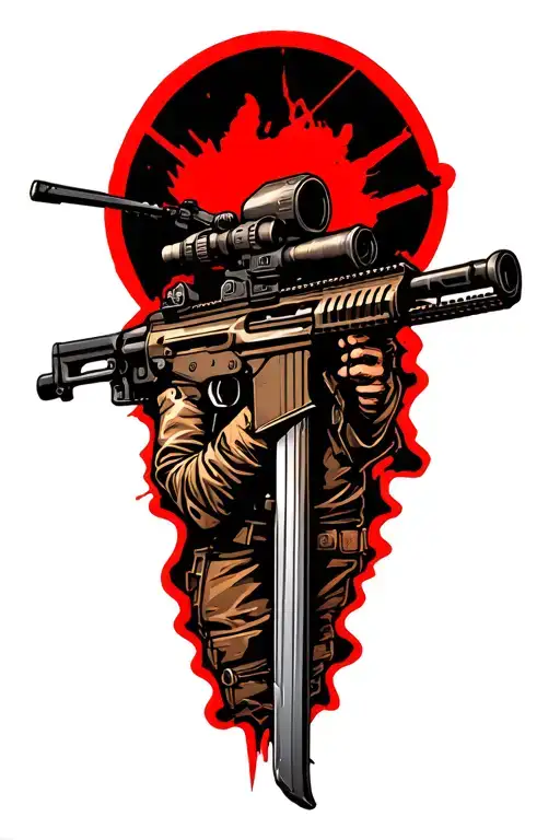 M16 Rifle With Bayonet Stuck Into The Ground Paying Respect