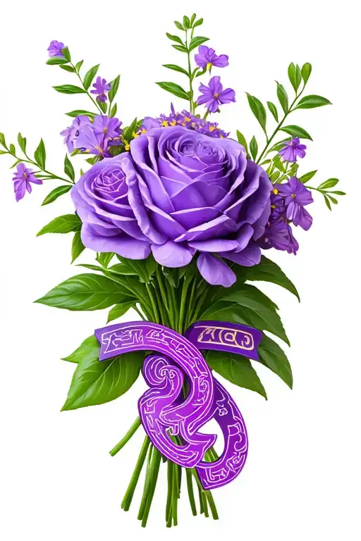 Violet Bouquet With Leo Zodiac Sign