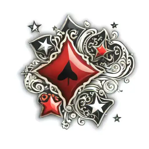 Card Suits With Stars And Swirls Forming