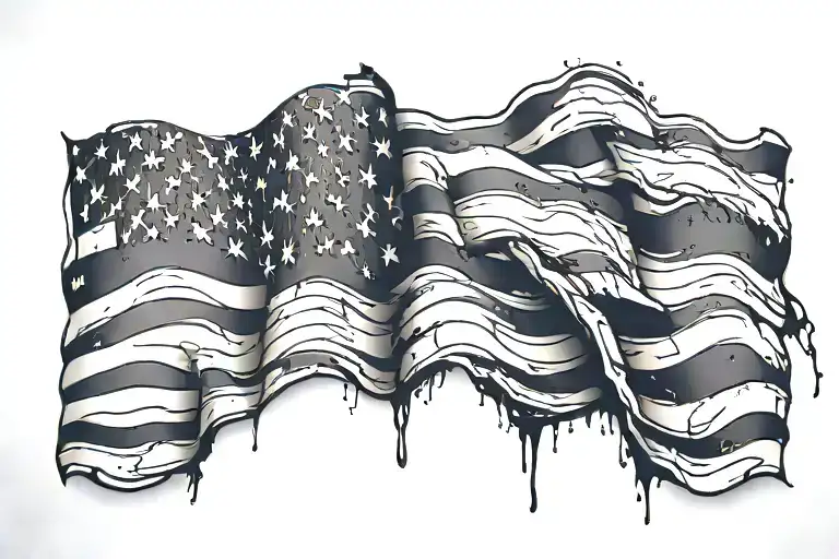 American Flag Primarily Black