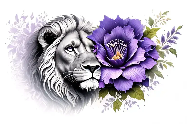 Violet Flower With A Lion