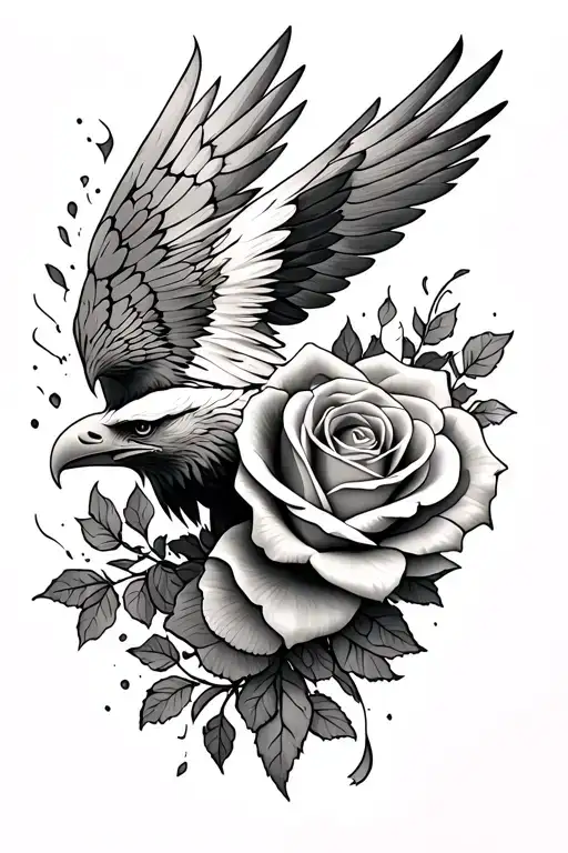Eagle Wing And Rose