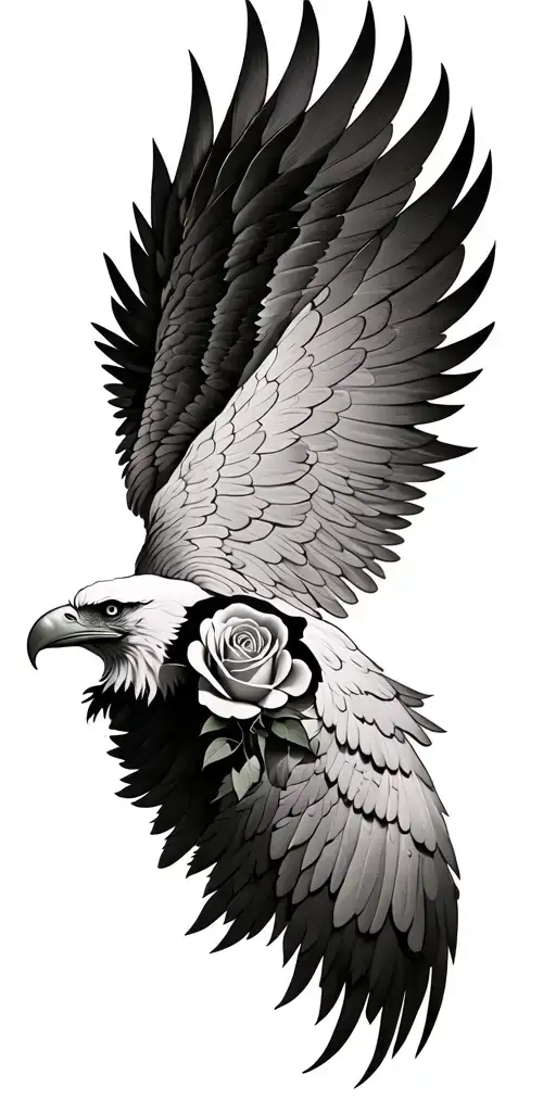 Eagle Wing And Rose