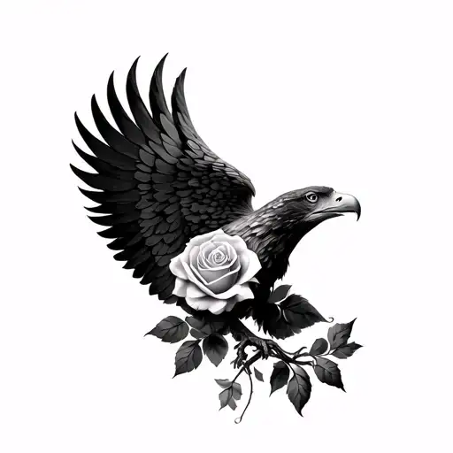 Eagle Wing And Rose