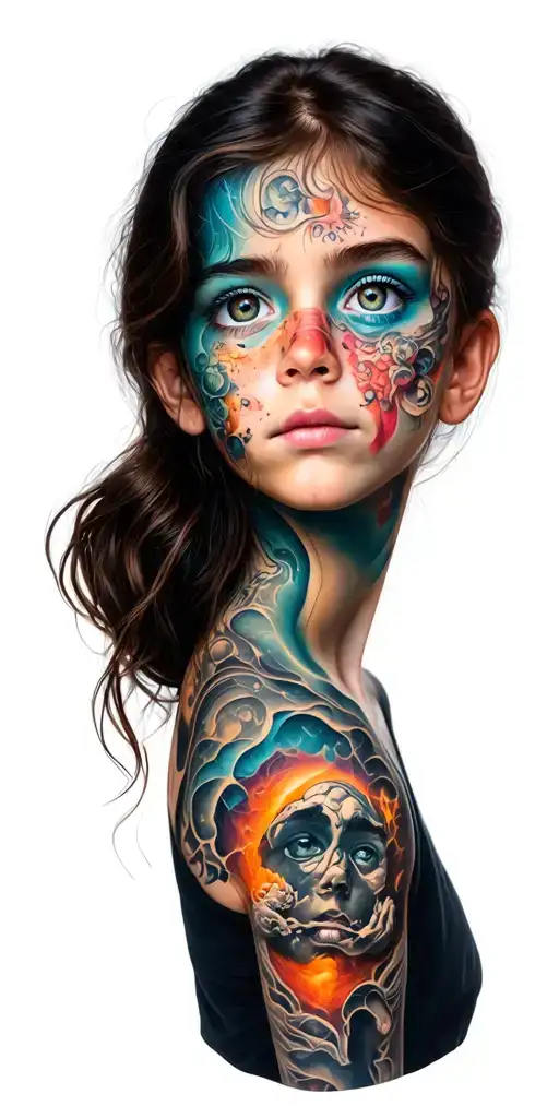 Split Face Girl Emotions Representing Mental Health Struggles