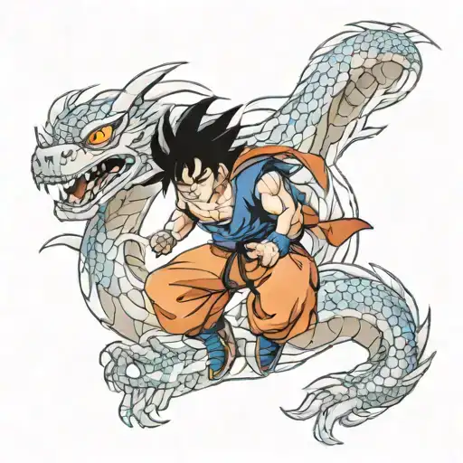 Son Goku And A Dragon