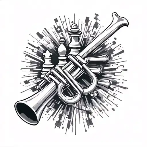 Trumpet And Piano Combined Chess Piece