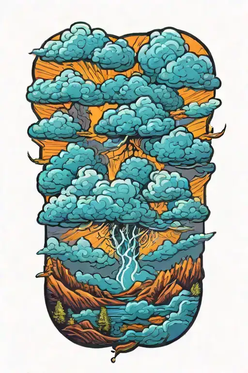 Cumulonimbus Thunderclouds With Lightning Rising Above Hills With Forest And Desert