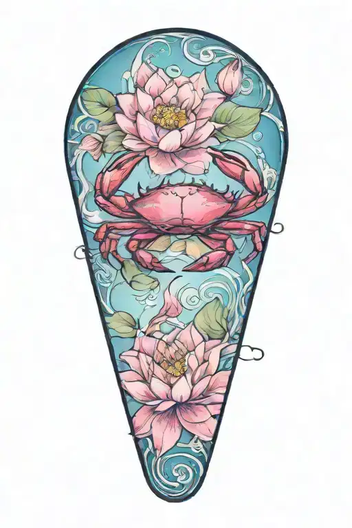 Crab And Lotus Flower Blooming