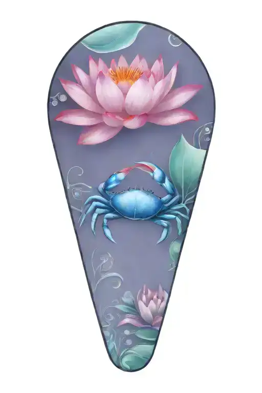 Crab And Lotus Flower Blooming