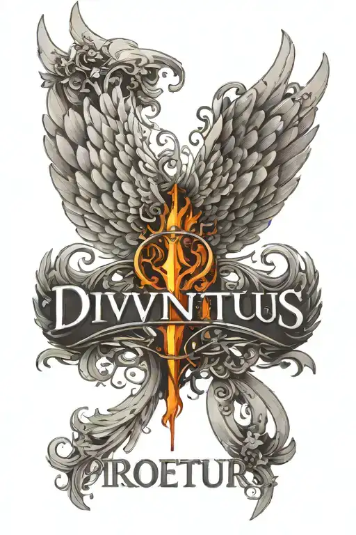 Angel Wings With The Words Divinitus Protegere