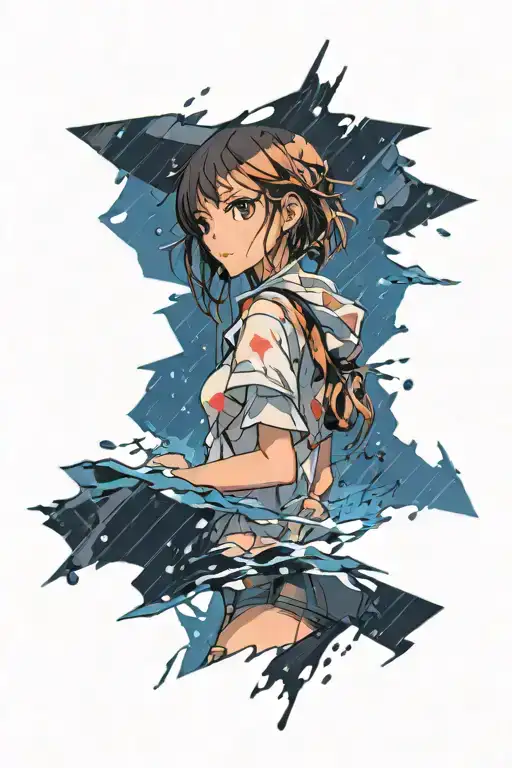Anime Girl Rain Falling