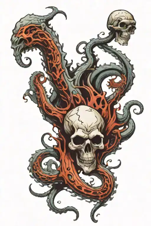 Kraken Whit Skulls