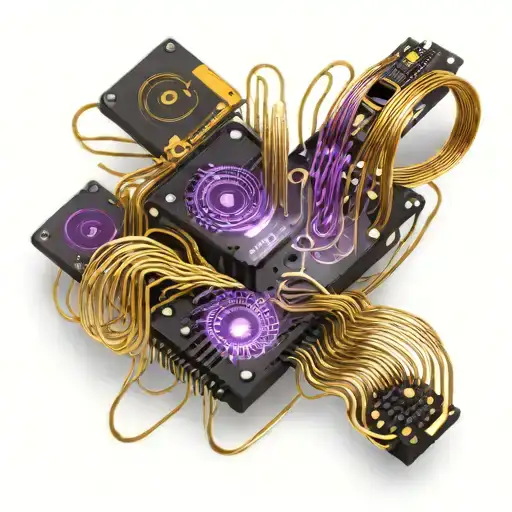 Graphics Card Electronic Wires Gold Black And Deep Royale Purple
