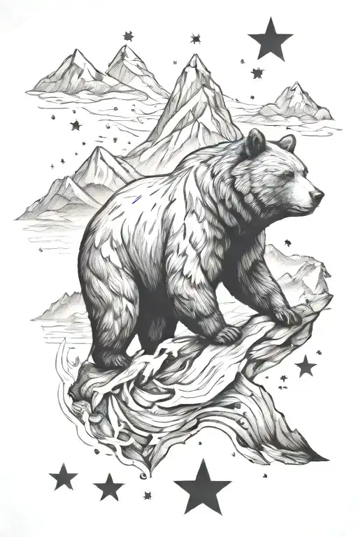 Bear With Mountains And Stars
