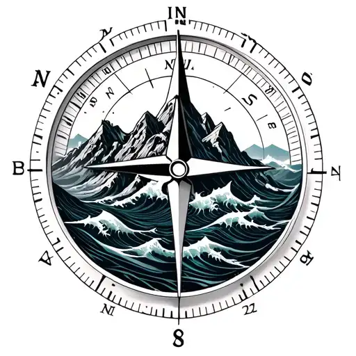 Compass Mountain And Waves