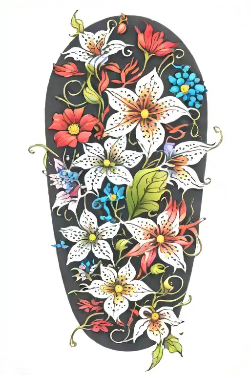 Colorful Wildflowers Intertwined Around A Vine