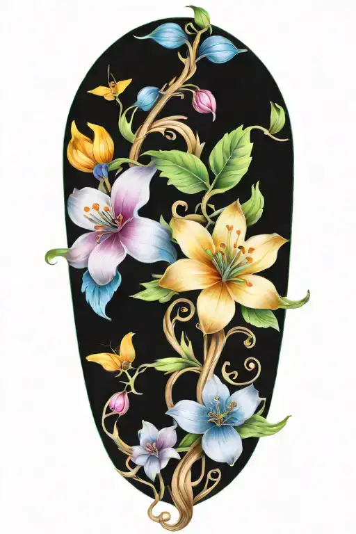 Colorful Wildflowers Intertwined Around A Vine