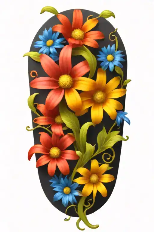 Colorful Daisies Intertwined Around A Vine