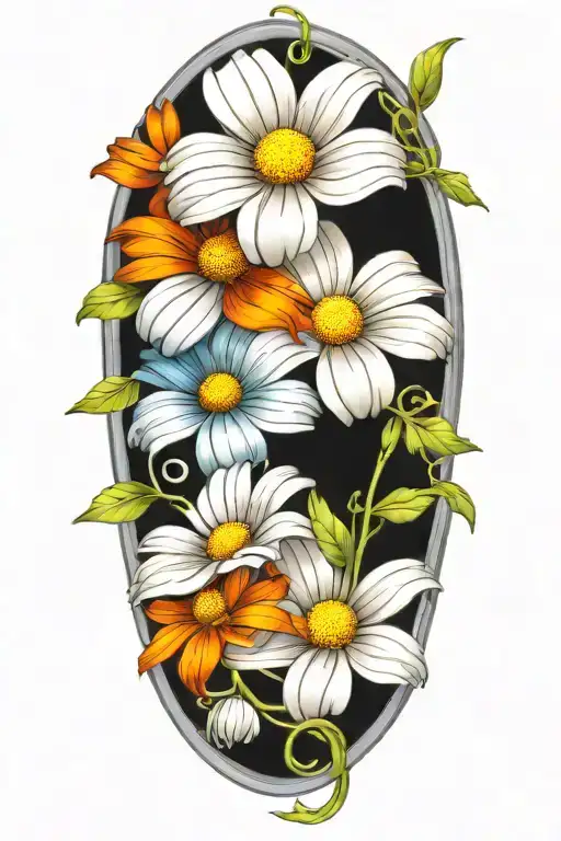 Colorful Daisies Intertwined Around A Vine