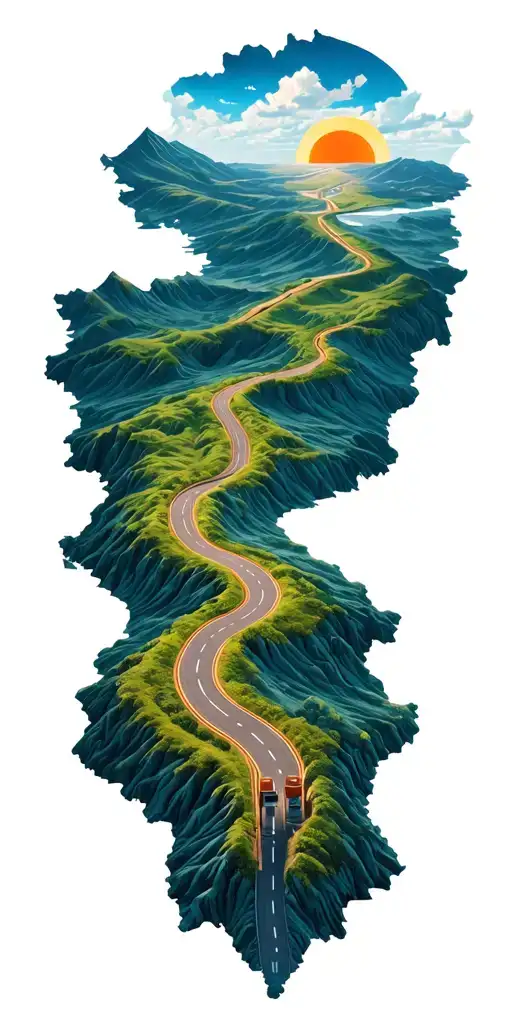 Windy Road Down The Middle Of Map