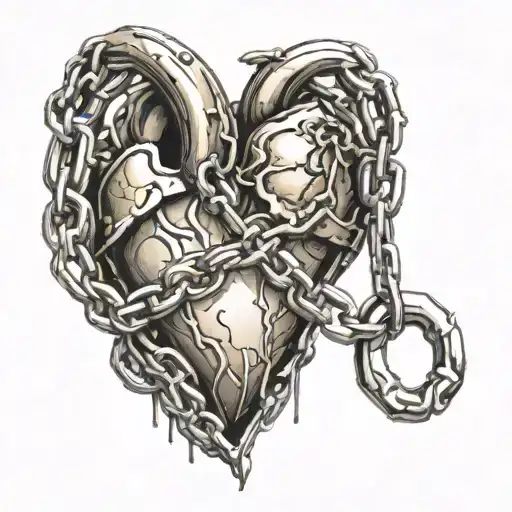 Human Heart With A Lock And Chain Wrapped Around It