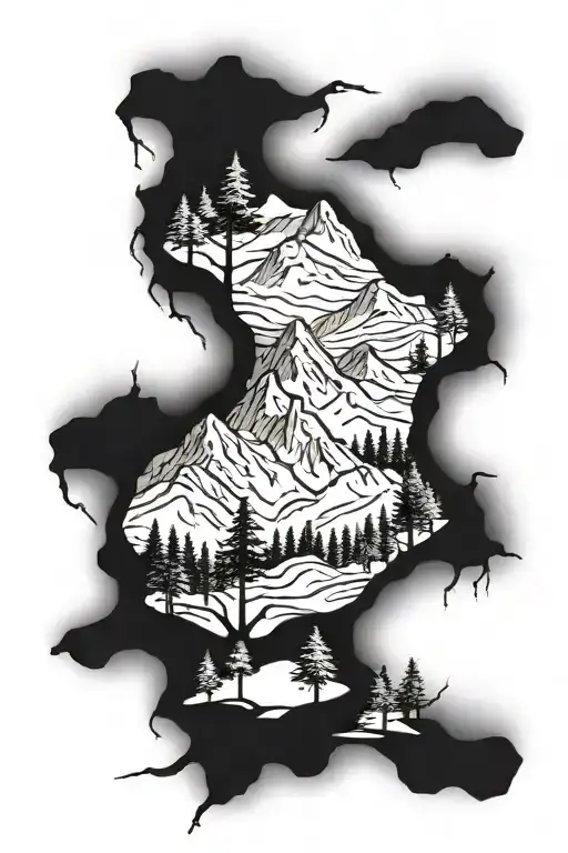 Mountain Scene With Trees