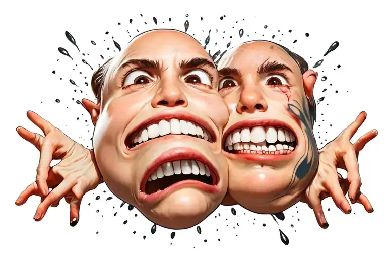 Happy Sad Face Emerging Centrically